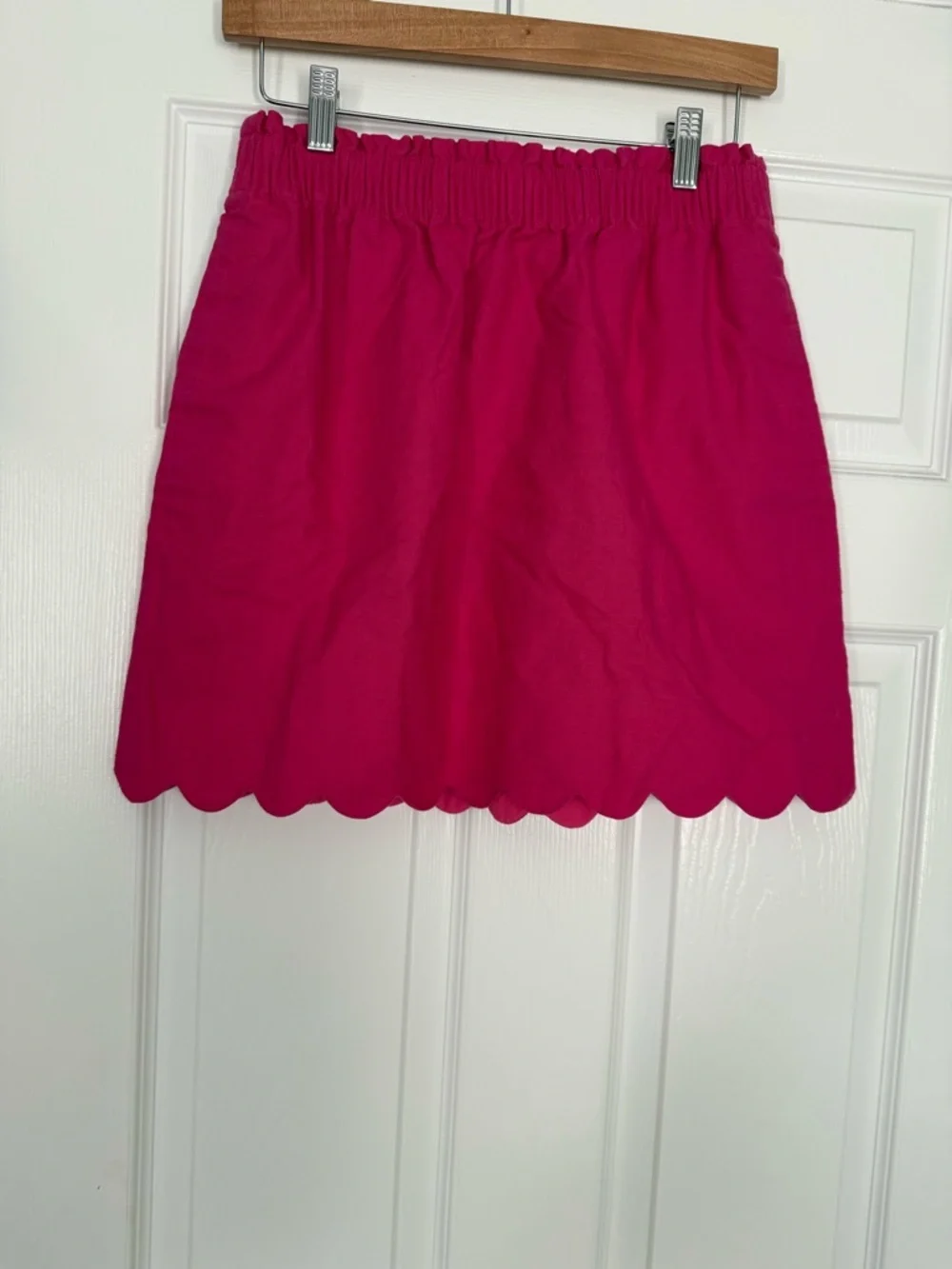 J crew Bright Pink Scallop Hem Women's linen Skirt- size 6